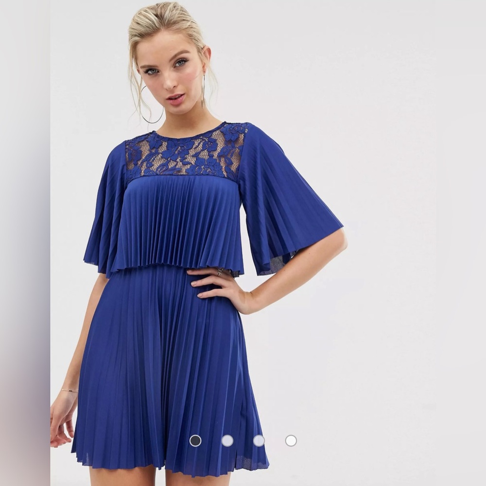 ASOS DESIGN Pleated Crop Top Mini-dress w/ Lace Insert